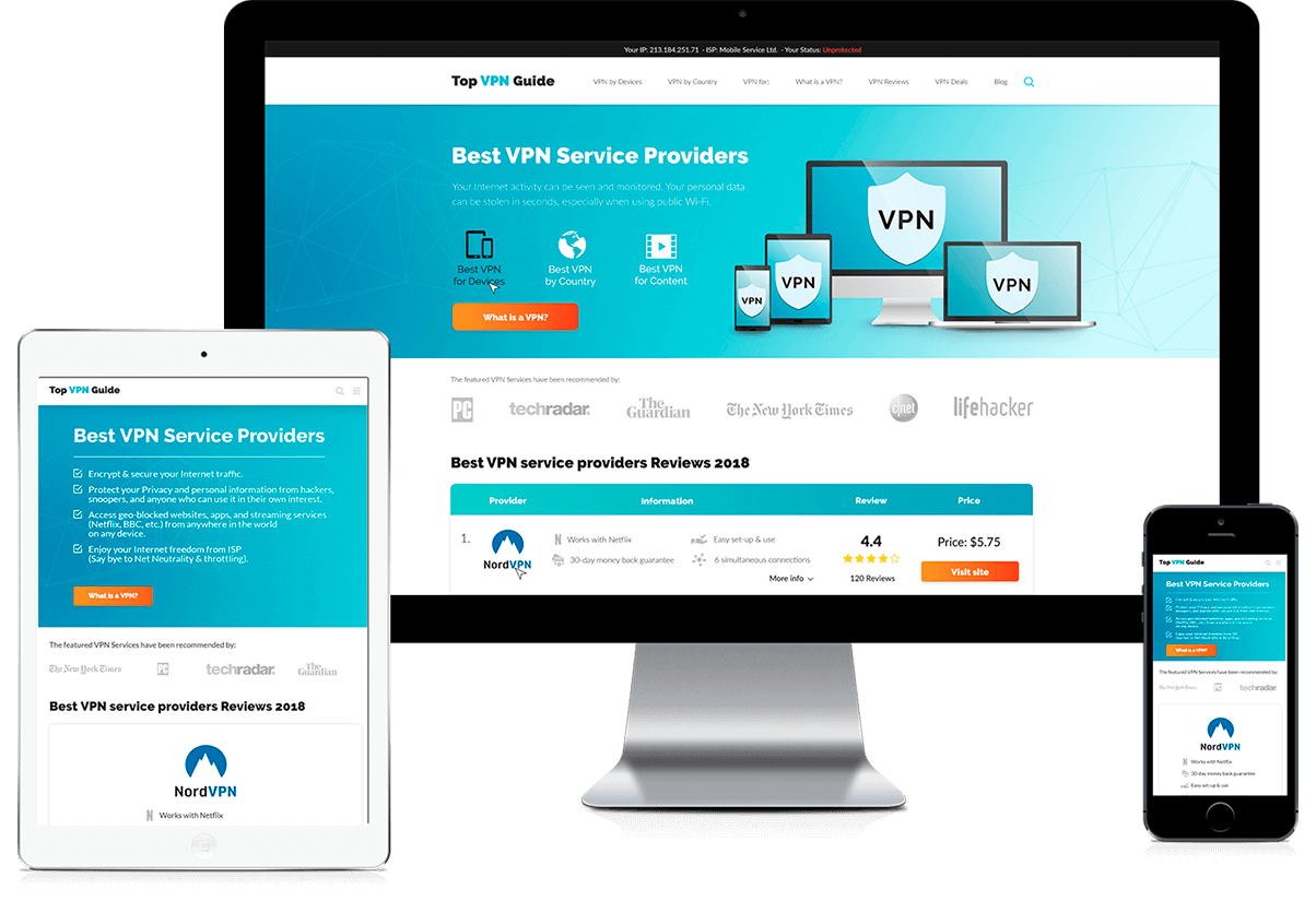 Сайт компании VPN проект на различных устройствах